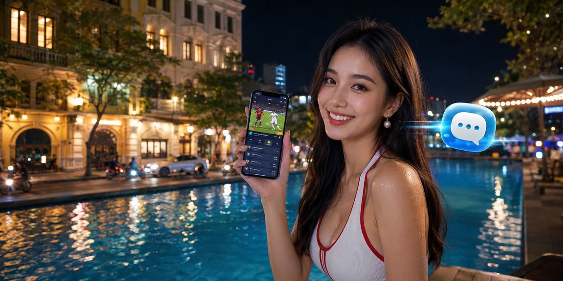 Người dùng Hà Nội xem kèo cá cược thể thao trên điện thoại trong không gian văn phòng hiện đại